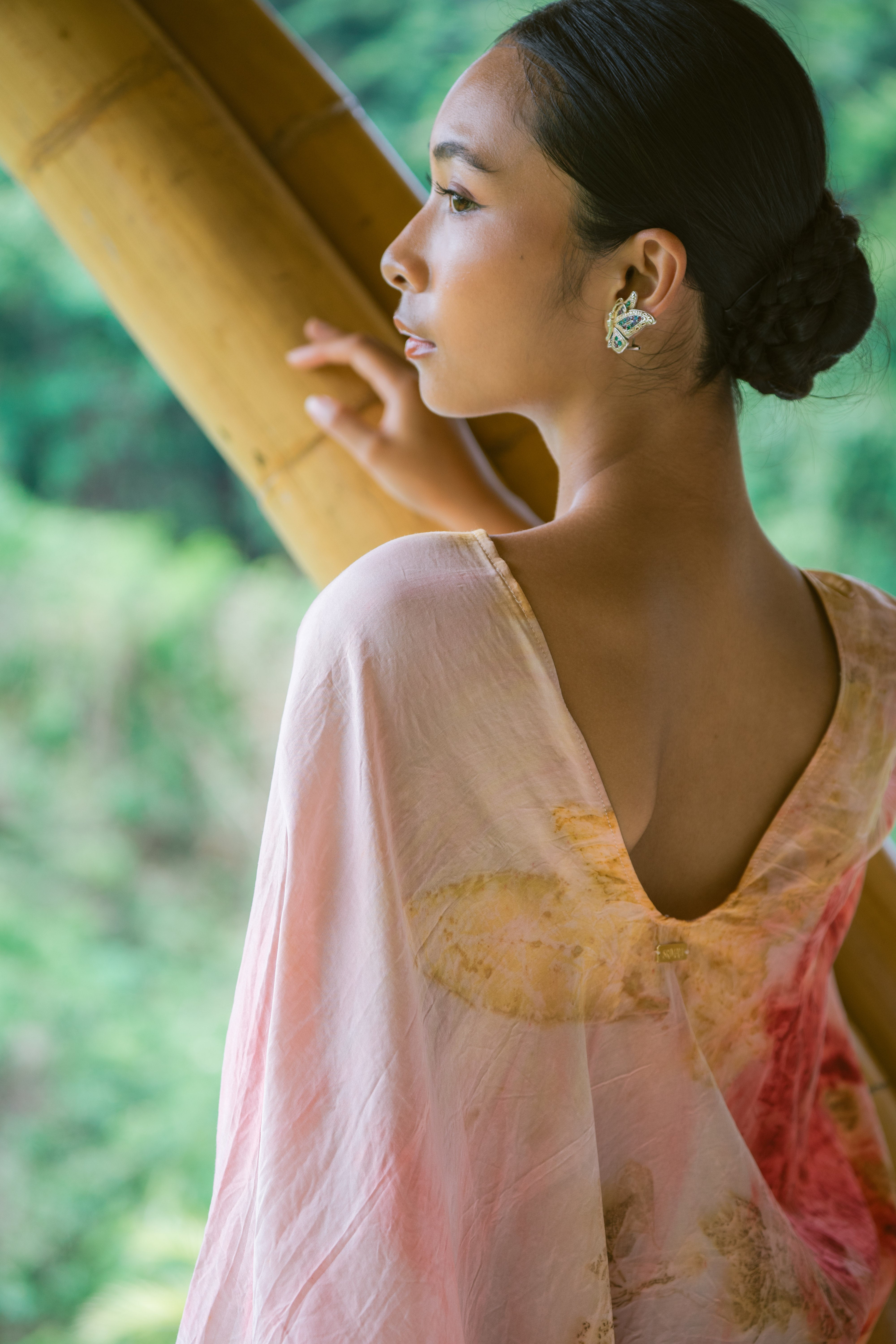 The Parvati – Pink, Yellow & Red Cotton Silk Eco Print Dress